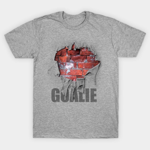 Torn Brick Wall Hockey Goalie - hockey player T-Shirt by eBrushDesign